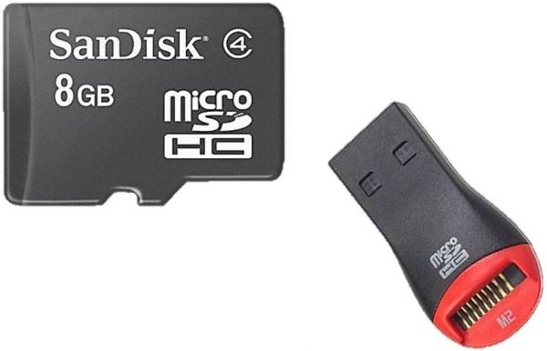 Cartão Memoria Micro Sd 8gb + Mini Leitor Gravador Usb