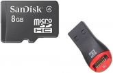 Cartão Memoria Micro Sd 8gb + Mini Leitor Gravador Usb